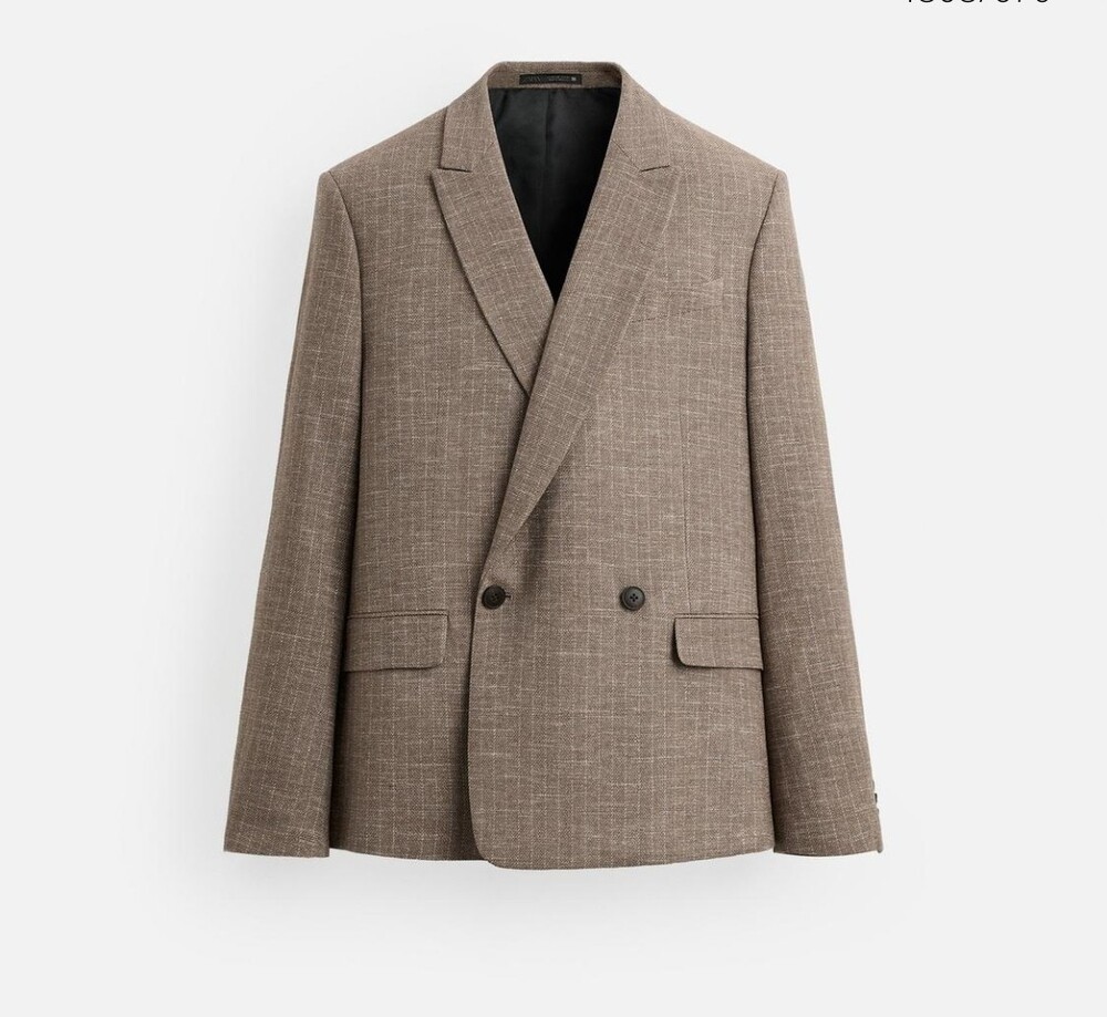 Zara Suit Men's 38R 32W 32L Brown/Tan Plaid Two Button
